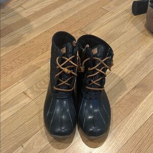 Sperry Black Boots with Tan Laces